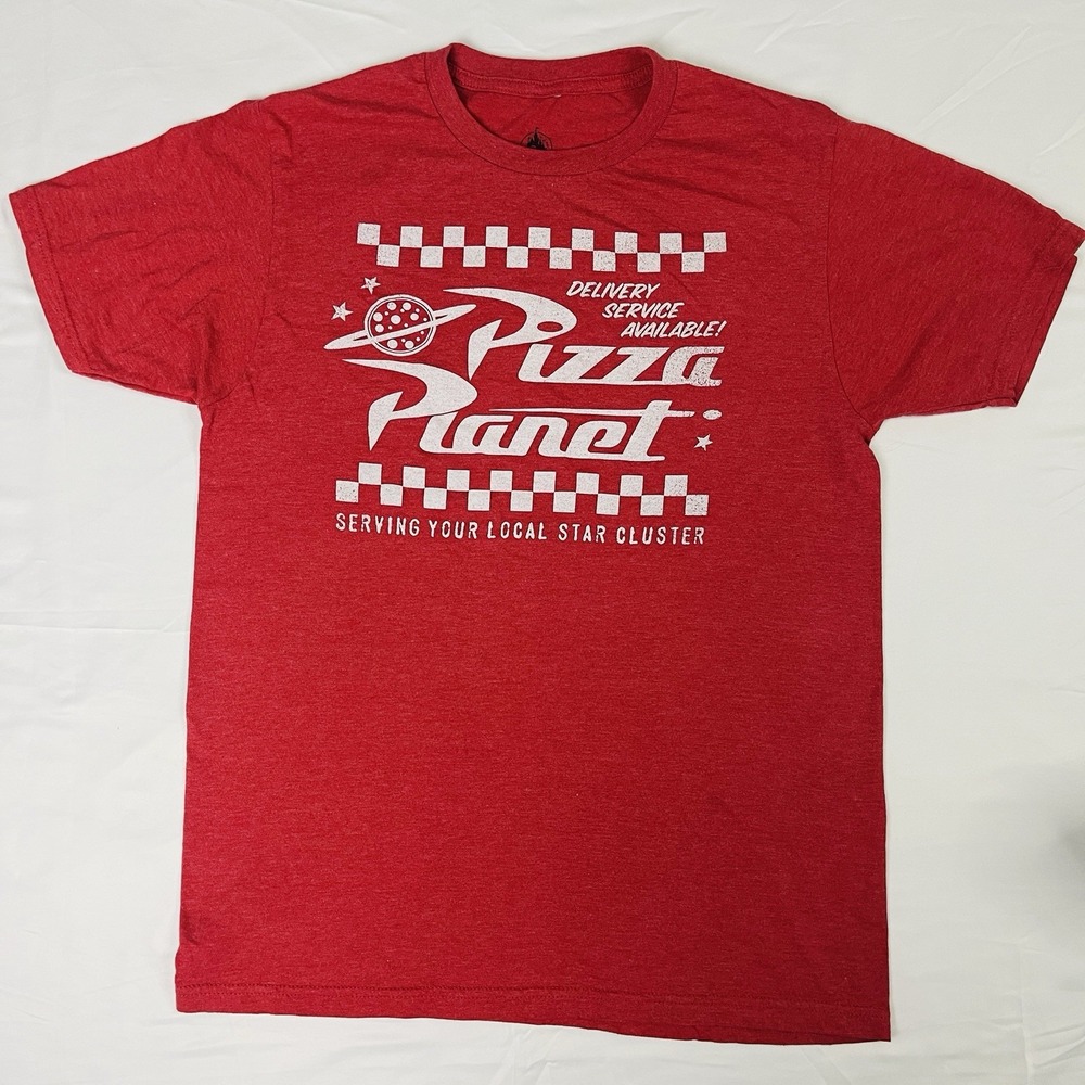 Disney Pixar Pizza Planet Graphic T Shirt Red Adult Toy Story Unisex Tee